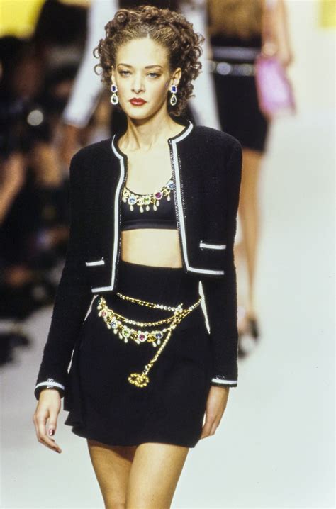 vintage 90s chanel dress|90s model catwalk scenes.